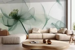 Carta da parati fiori verdi delicati e raffinati