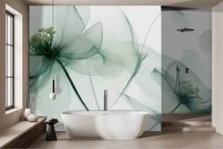 Bagno di assoluto relax con carta da parati fiori raffinati