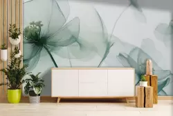 Carta parati floreale in tonalità verde per un tocco naturale