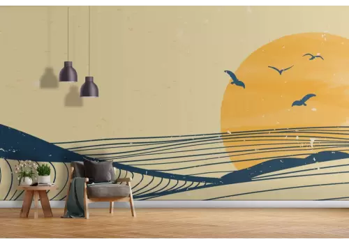 Carta da parati paesaggio astratto tonalità del giallo