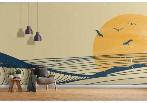 Carta da parati paesaggio astratto giallo