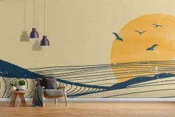 Carta da parati paesaggio astratto tonalità del giallo