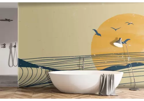 Carta da parati paesaggio astratto tonalità del giallo 2