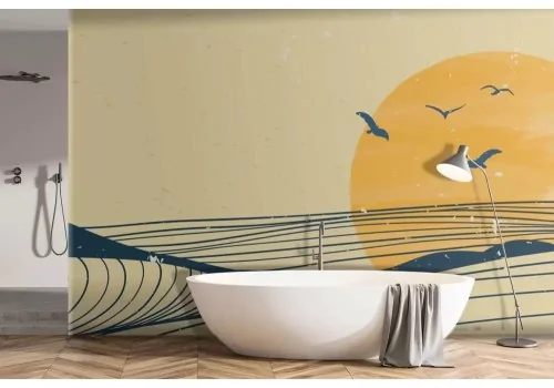 Carta da parati paesaggio astratto tonalità del giallo 2