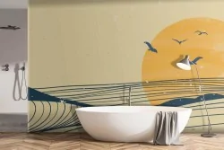 Dona luminosità con un paesaggio astratto