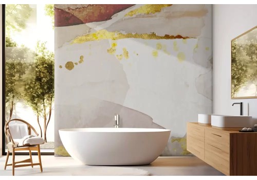 Carta da parati sfumature terra con dettagli oro