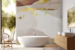 Carta da parati sfumature terra con dettagli oro