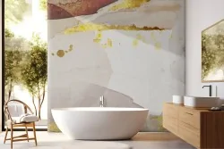 Carta da parati sfumature terra con dettagli oro