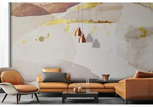 Carta da parati sfumature terra con dettagli oro 2