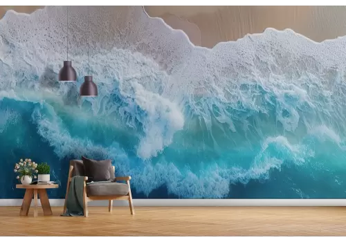 Carta da parati spiaggia con onde in movimento