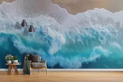 Carta da parati spiaggia con onde in movimento