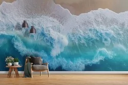 Carta da parati spiaggia con onde in movimento