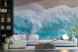 Freschezza marina con carta da parati spiaggia e mare