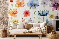 Carta da parati fiori colorati dipinti acquerello