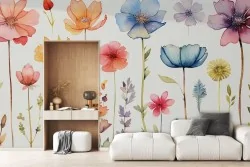 Allegria e colori con carta da parati fiori ad acquerello