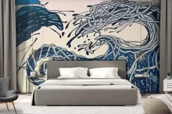 Modern Abstract Wallpaper Stripes and Waves