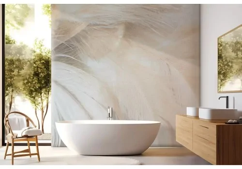 Carta da parati piume cipria