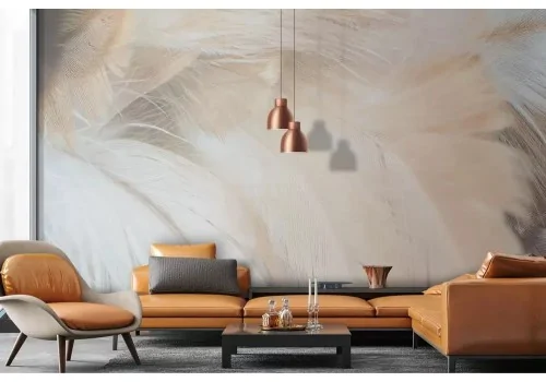 Carta da parati piume soffici cipria 2