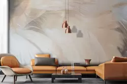 Carta parati con piume per soggiorno
