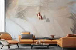 Carta parati con piume per soggiorno