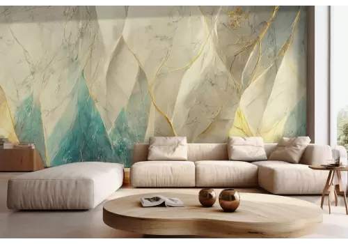 Carta da parati eleganza marmorea dorata