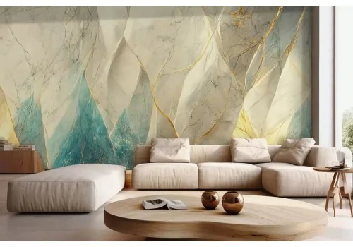 Carta da parati effetto marmo dorato