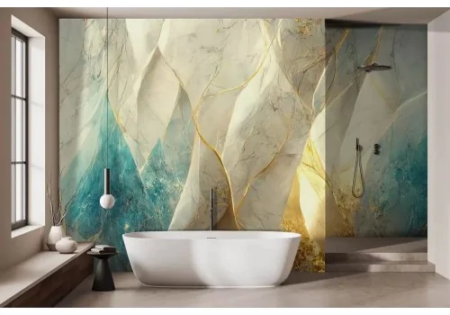 Carta da parati eleganza marmorea dorata 2