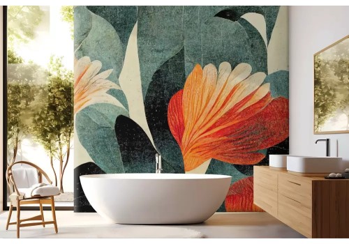 Carta da parati fiori arancio astratti