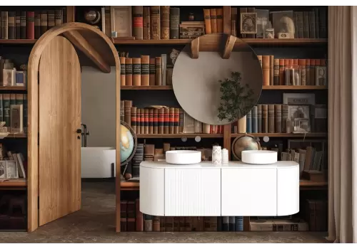 Carta da parati libreria in legno vintage 2