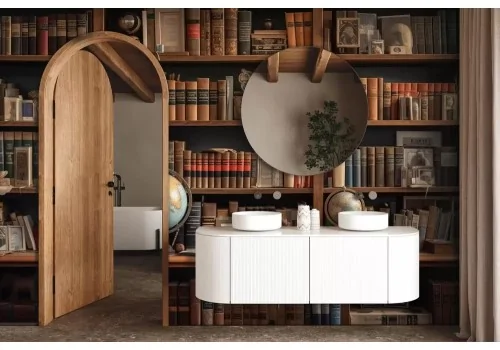 Carta da parati libreria in legno vintage 2