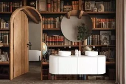 Carta da parati libreria per una casa sofisticata