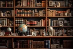 Carta da parati libreria per una stanza sofisticata