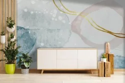 Carta da parati acquerello blu e dorato