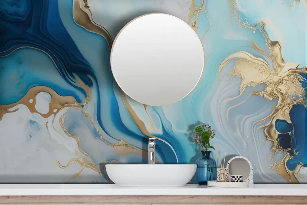 Trasforma il tuo bagno con l'onda astratta blu