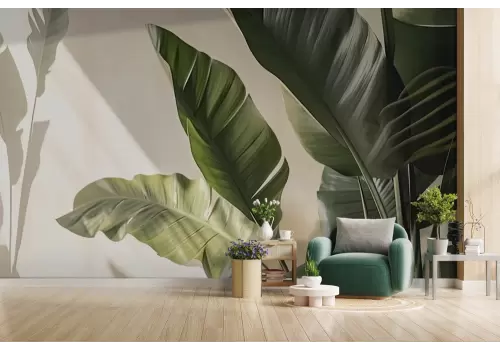 Carta da parati foglie tropicali realistiche
