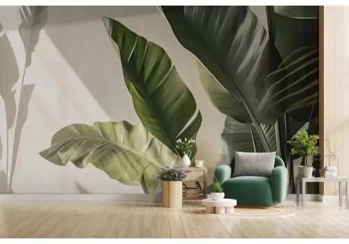 Carta da parati foglie tropicali realistiche