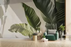 Carta da parati foglie tropicali realistiche