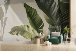 Carta da parati foglie tropicali realistiche