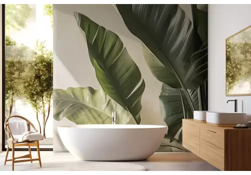 Carta da parati foglie tropicali realistiche 2