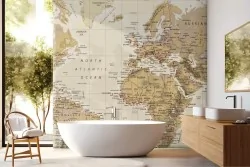 Viaggia con stile con la carta parati mappa del mondo vintage