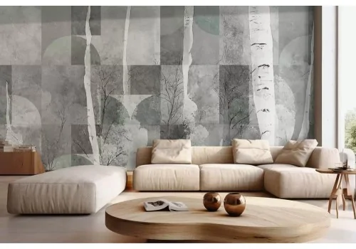 Carta da parati foresta grigia geometrica