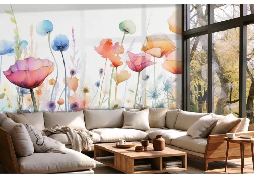 Carta da parati fiori acquerello vivaci