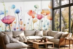 Carta da parati fiori acquerello vivaci