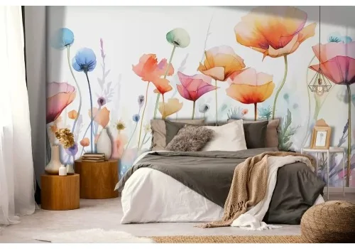 Carta da parati fiori acquerello vivaci 2