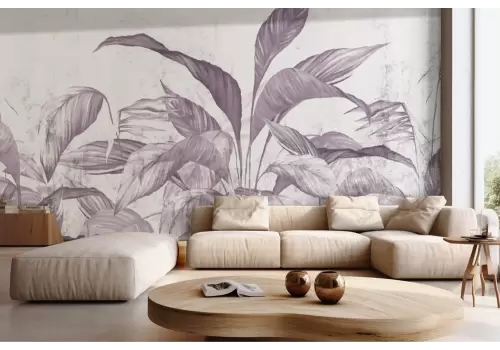 Carta da parati foglie viola vintage raffinata