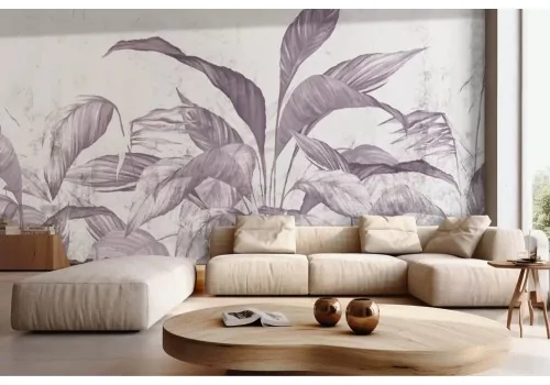 Carta da parati foglie viola vintage