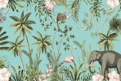 Carta da Parati Design e Stili Flora e Fauna Paesaggi e Natura animali Foreste e Alberi Tropicale