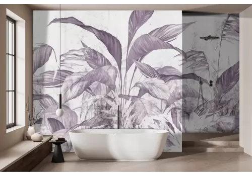 Carta da parati foglie viola vintage raffinata 2