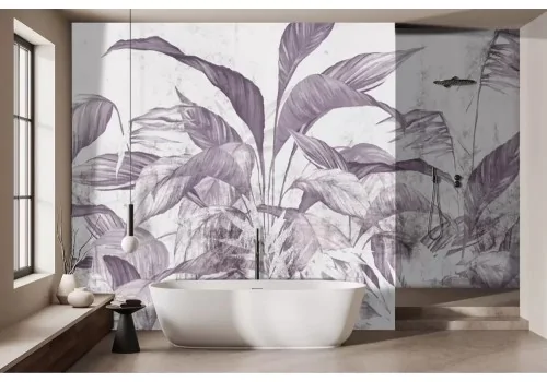 Carta da parati foglie viola vintage raffinata 2