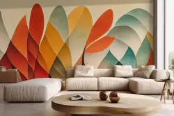 Carta da parati foglie astratte colori autunno Carta da parati foglie astratte colori autunno